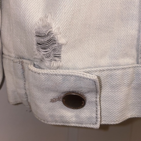 Rachel Roy XS Washout Distress Button Denim Shirt - Picture 10 of 15